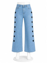 Wide Leg Heart Jeans - Shanakht